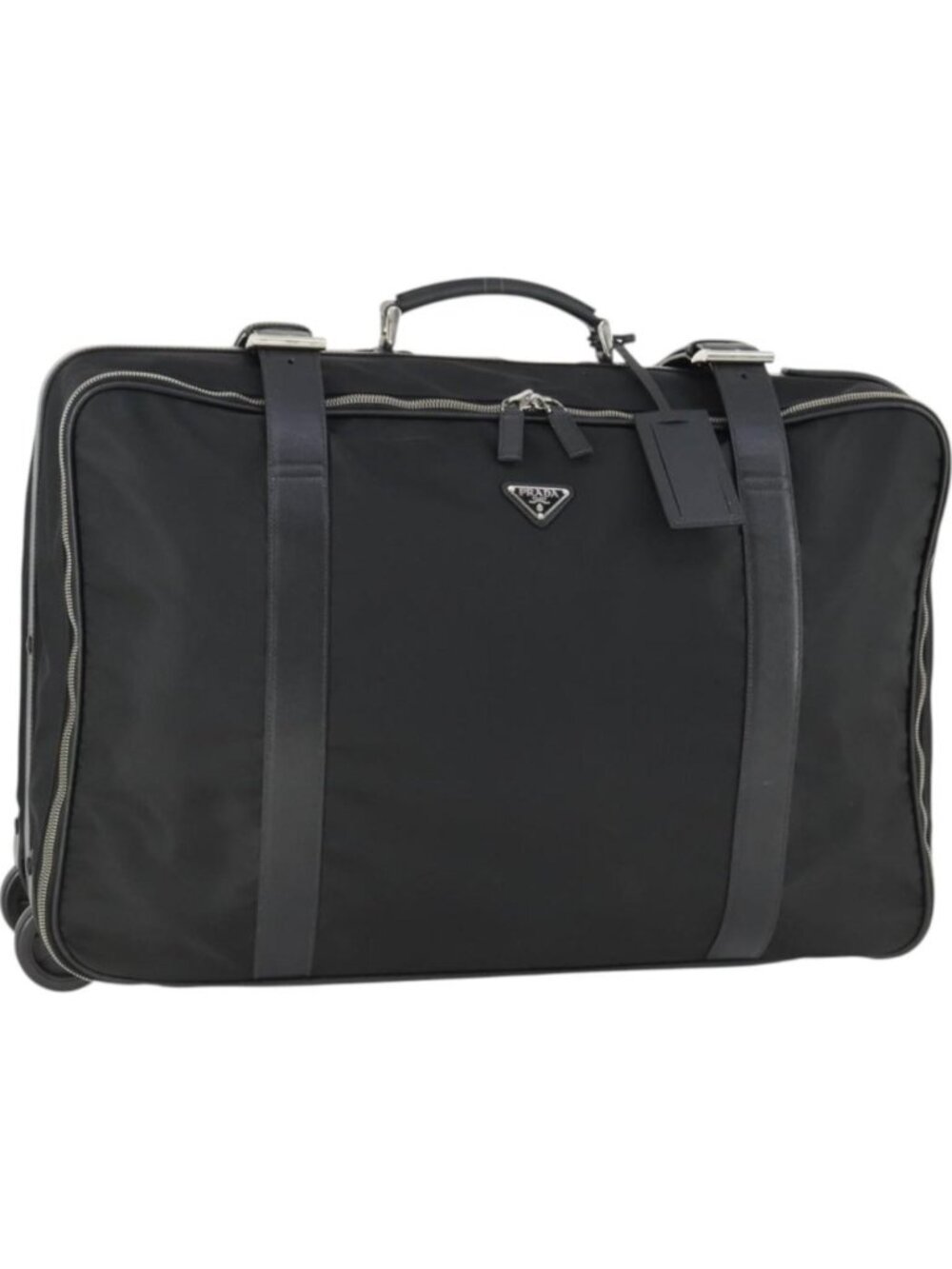 PRADA Carry Case Suitcase Nylon Leather Black Silver